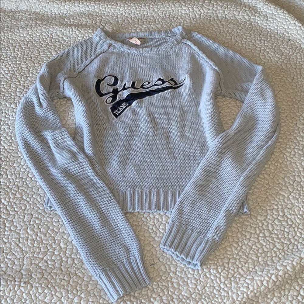 light blue guess sweater